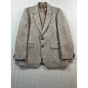 Vintage Harris Tweed Men's Handwoven Wool Blazer Gray 42